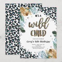 Wild Child Blue Boy Leopard Print Jungle Party