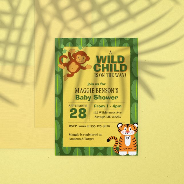 Wild Child Jungle Baby Shower Invitation (Creator Uploaded)