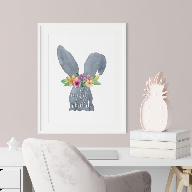 Wild Child Watercolor Rabbit Flower Crown Print (Creator Uploaded)