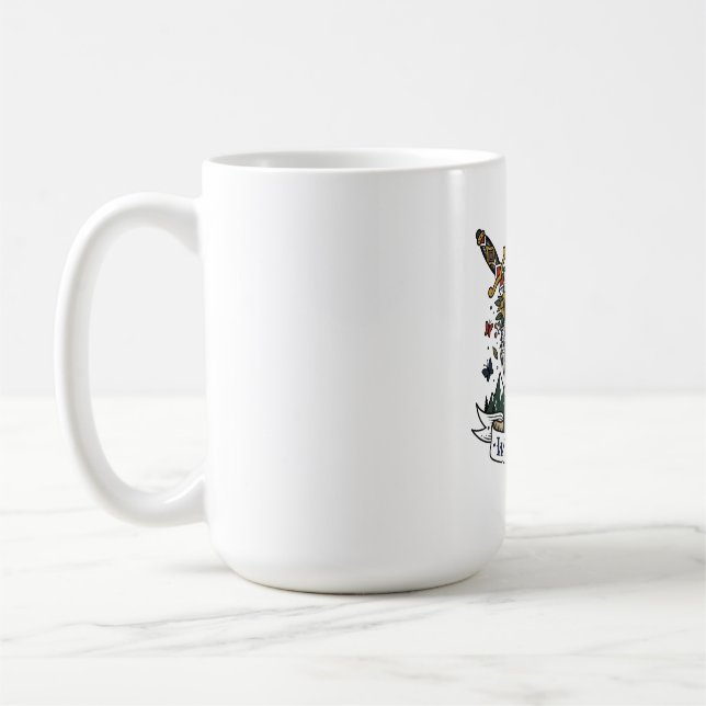 Wild Child Wolf Flower Crown Dagger Tattoo Flash F Coffee Mug (Left)