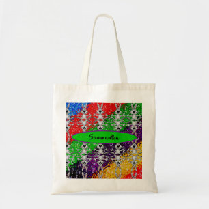 Wild Colourful Rabbit Pattern Custom Add Your Name Tote Bag