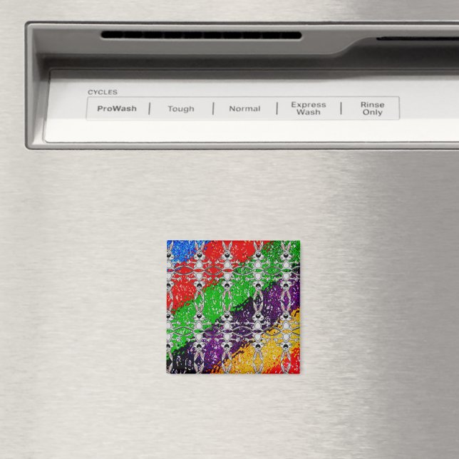 Wild Colourful Rabbit Pattern Magnet (In Situ (Dishwasher))