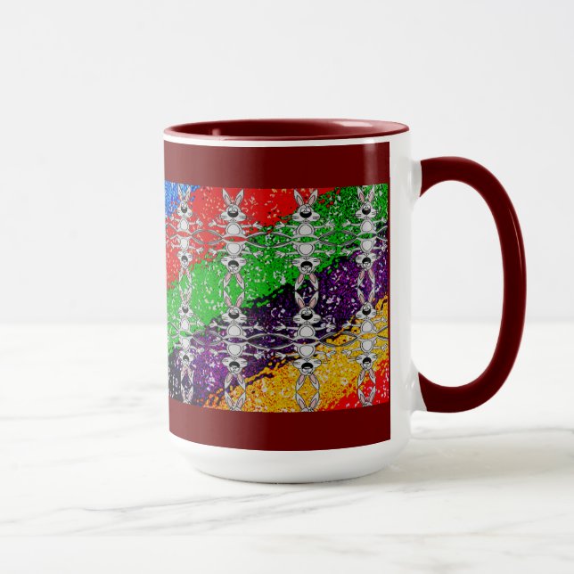 Wild Colourful Rabbit Pattern Mug (Right)
