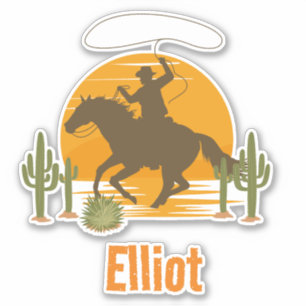 Wild cowboy western sunset sticker