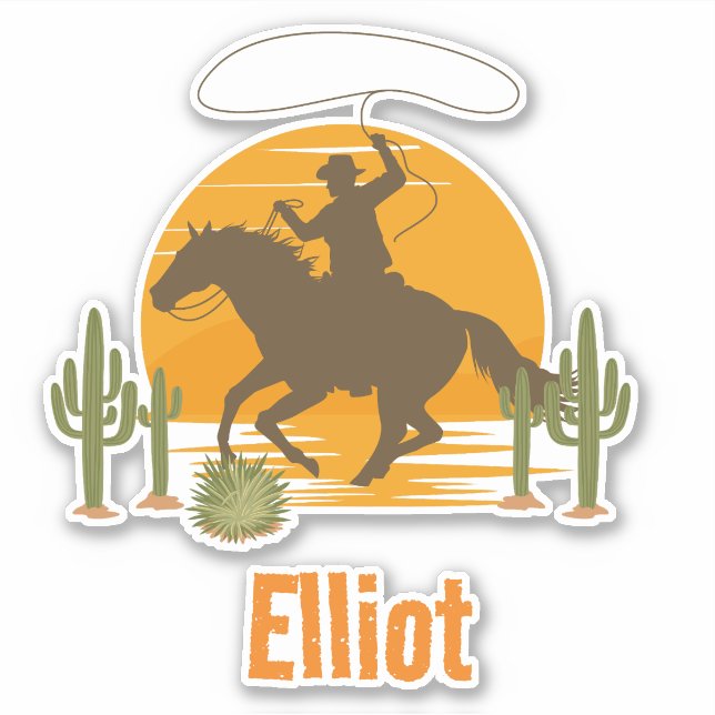 Wild cowboy western sunset sticker (Front)