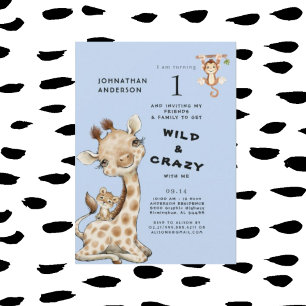 Wild & Crazy Animal Boy's 1st Birthday Invitation
