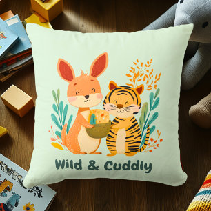 Wild & Cuddly Bunny & Tiger Kids Room Decor Cushion