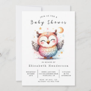 Wild Custom Owl Baby Shower Invitation