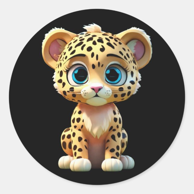 wild cute jaguar  classic round sticker (Front)