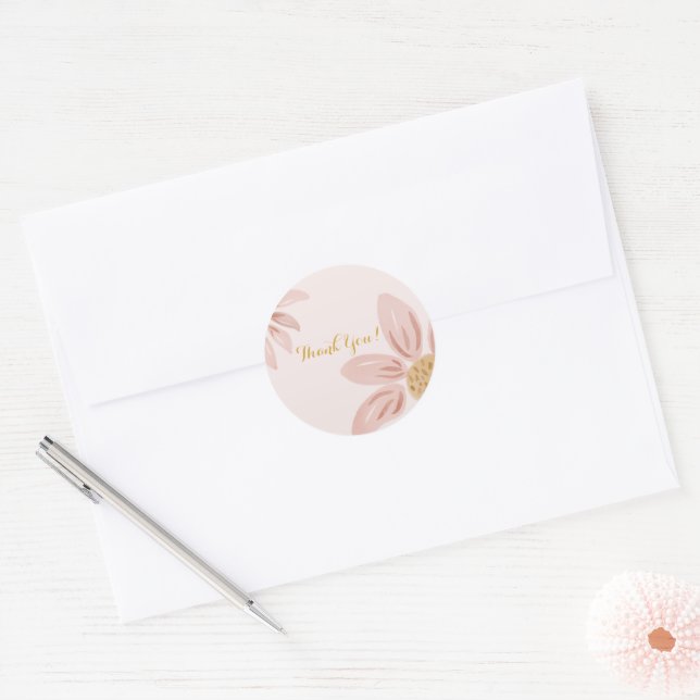 Wild Daisy Boho Thank You Gift  Classic Round Sticker (Envelope)