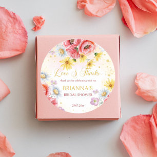 Wild daisy poppy bridal shower favour gift classic round sticker