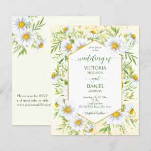 Wild daisy spring flowers budget wedding invite