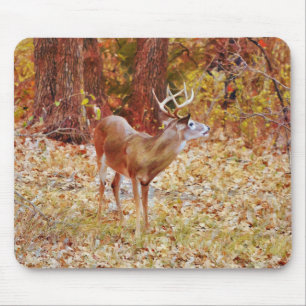 Wild Deer Buck Antlers Art Mouse Pad