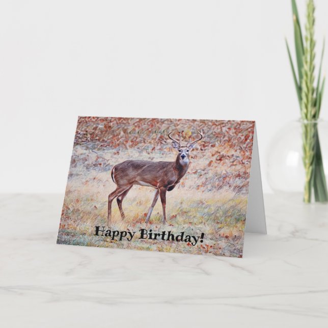 Wild Deer Buck Pretty Pun Birthday Card (Front)
