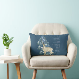 Wild Deer Footprints in Snow – Winter Nature Art Lumbar Cushion