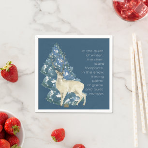 Wild Deer Footprints in Snow – Winter Nature Art Napkin