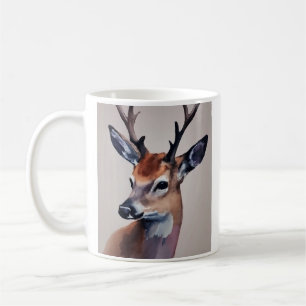 Wild Deer Portrait Watercolor Painting, Deer Coffee Mug