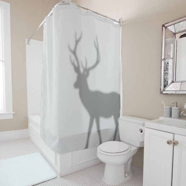 Wild Deer Silhouette Shower Curtain (In Situ)