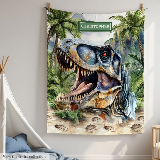 Wild Dinosaur Blanket Custom Name for Boys (Wild Dinosaur Blanket Custom Name for Boys)