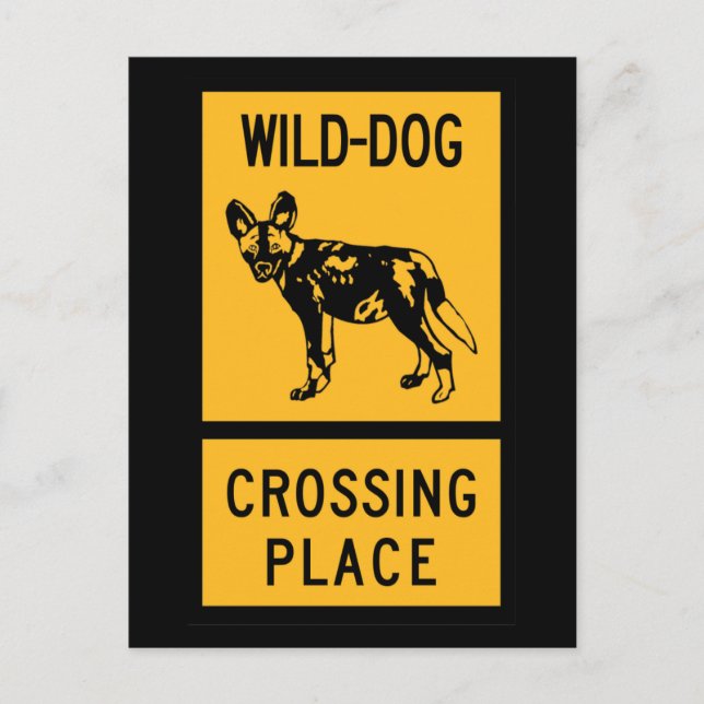 Wild Dog Crossing Place, Sign, Zimbabwe Postcard (Front)