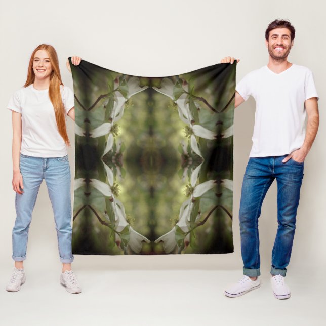 Wild Dogwood Flower Blossoms Abstract Pattern  Fleece Blanket (In Situ)