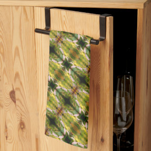 Wild Dogwood Flower Blossoms Abstract Pattern Tea Towel