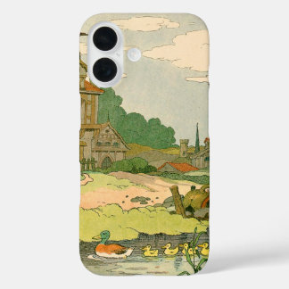 Wild Duck and Ducklings Swimming on the River iPhone 16 Case