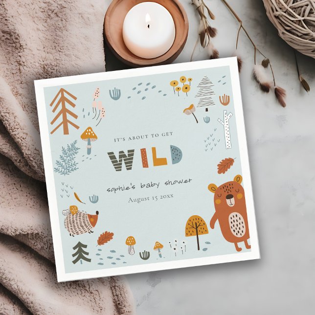 Wild Dusky Blue Woodland Animals Baby Shower Napkin (Creator Uploaded)