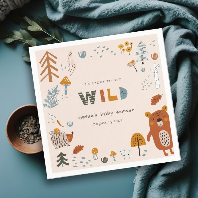 Wild Dusky Blush Woodland Animals Baby Shower Napkin (Creator Uploaded)
