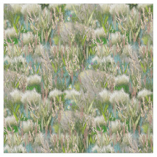 Wild Eco-friendly Flowers & Grasses in Spring  Fabric