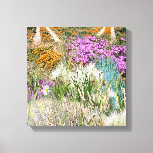 Wild Eco-friendly Grasses & Spring flowers Canvas Print (Front)