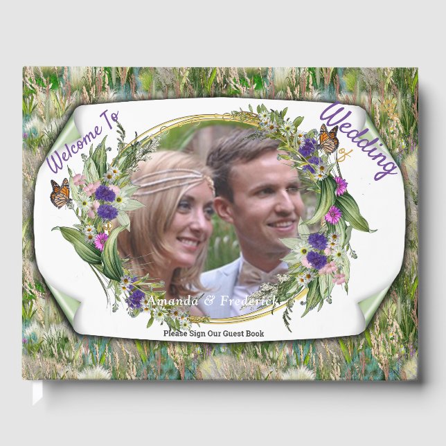 Wild Eco-friendly Grasses & Spring flowers Guest Book (Front)