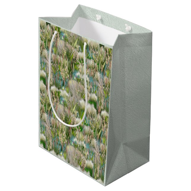 Wild Eco-friendly Native Grasses in Spring  Medium Gift Bag (Back Angled)