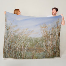 Wild Edge of a Natural Pond Watercolor Print