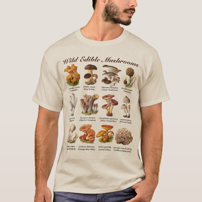 Wild Edible Mushrooms T-Shirt (Front)