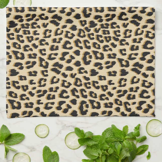 Wild Elegance Leopard Print Tea Towel (Folded)