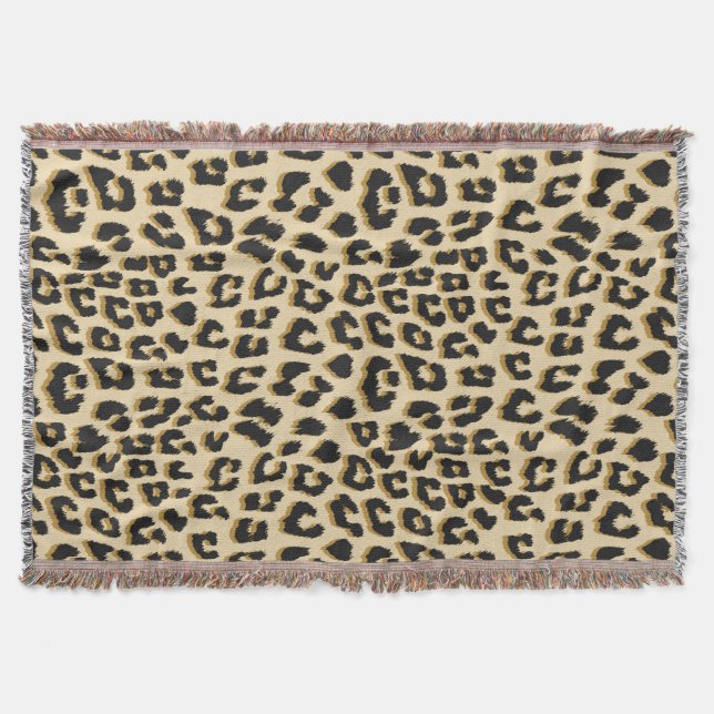 Wild Elegance Leopard Print Throw Blanket (Front)