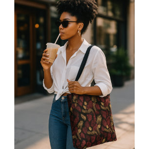 Wild Elegance Monogram Burgundy & Gold  Tote Bag