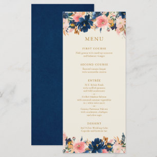 Wild Elegance Navy Blush & Gold Floral Menu