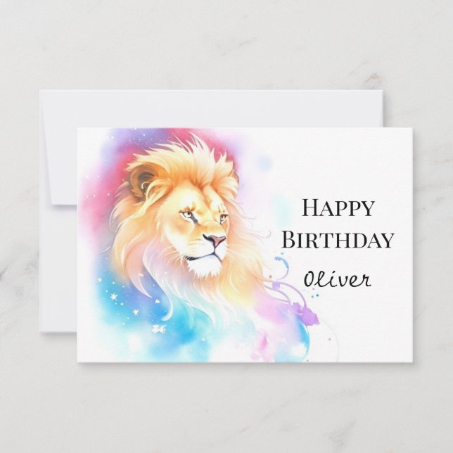 Wild Elegant Wish Lion Birthday Card (Front)