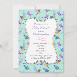 Wild Exotic Birds Colourful Watercolor Baby Shower Invitation