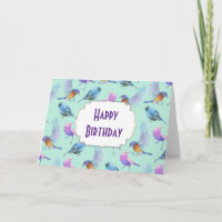 Wild Exotic Birds Colourful Watercolor Birthday