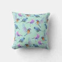 Wild Exotic Birds Colourful Watercolor Pattern