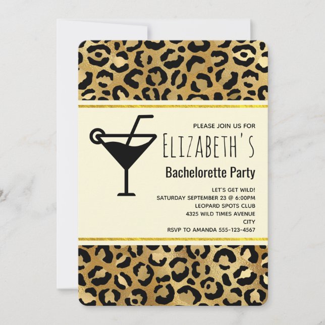 Wild & Exotic Leopard Print Pattern Bachelorette Invitation (Front)