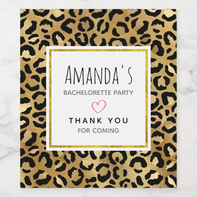 Wild & Exotic Leopard Print Pattern Bachelorette Wine Label (Single Label)