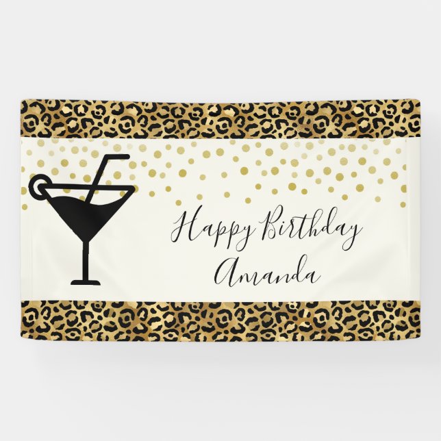 Wild & Exotic Leopard Print Pattern Birthday Banner (Horizontal)