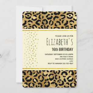 Wild & Exotic Leopard Print Pattern Birthday Invit Invitation