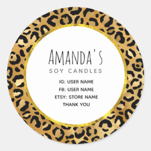 Wild & Exotic Leopard Print Pattern Business Classic Round Sticker