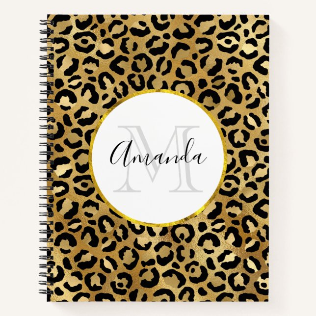 Wild & Exotic Leopard Print Pattern Monogram Notebook (Front)