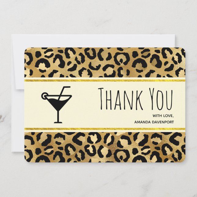 Wild & Exotic Leopard Print Pattern Thank You Card (Front)
